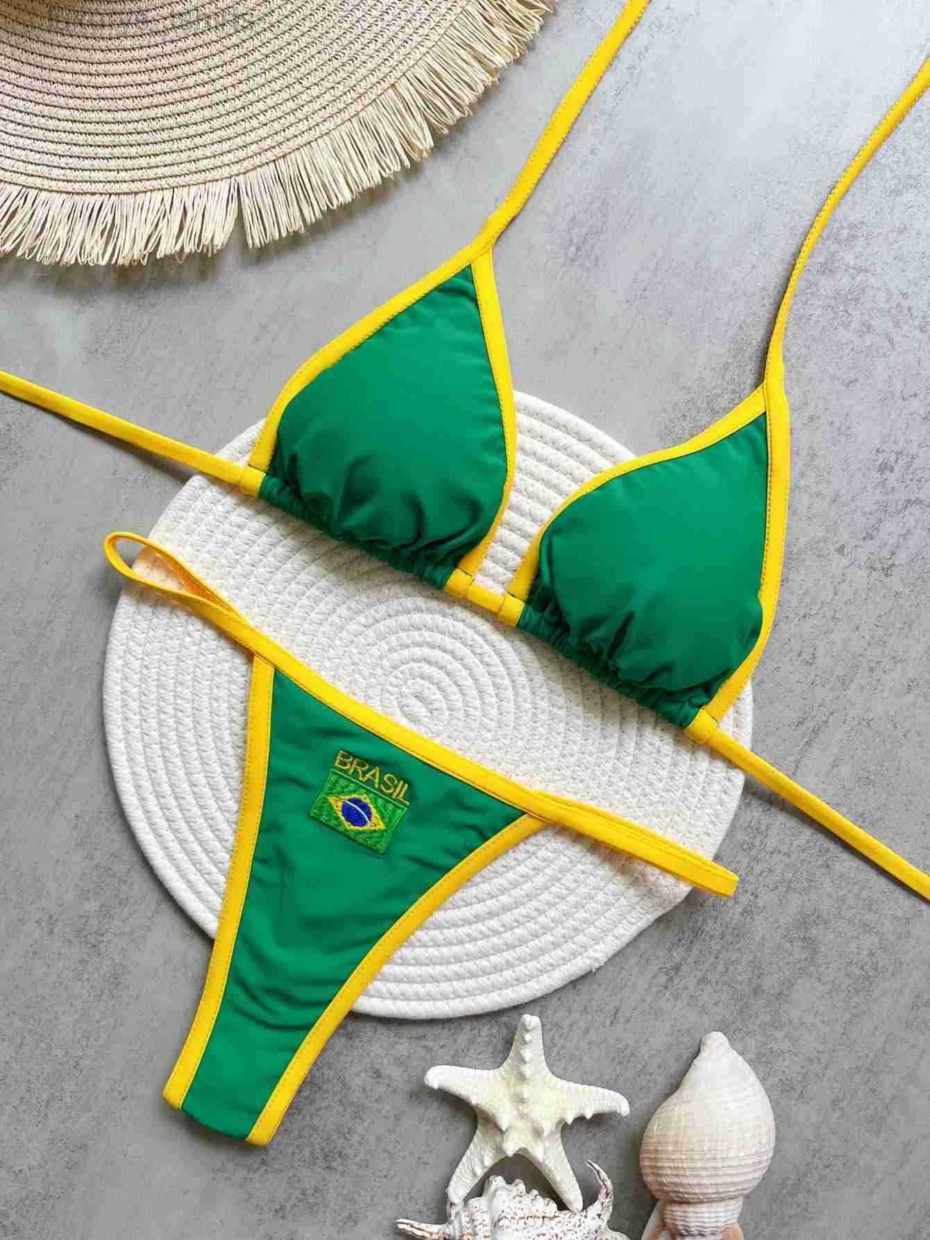 Designer Swimwear Brazilian Swimsuit Womens Sexy 2 Pieces Mini Bikini Set Triangle Halter Backless Thong Beach Bathing Suit Summer 2025 New StyleXJ2