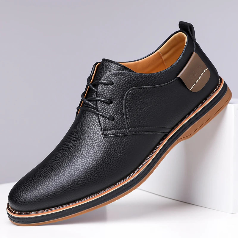 Mens Casual Business Leather Shoes Men Fashion Lace-up Derby Shoe Mens Light Comfortable Outdoor Driving Flats 260721