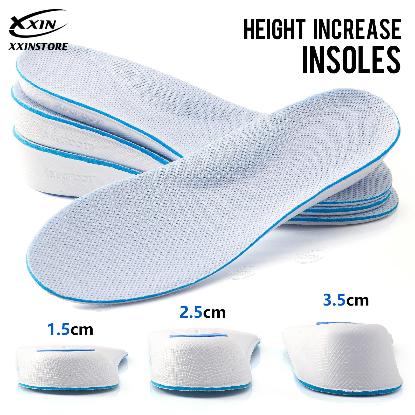 Xxin152535cm Height Increase Insoles for Men and Women Memory Foam Arch Support Cushion Shoes Pads Size 35-46 260721