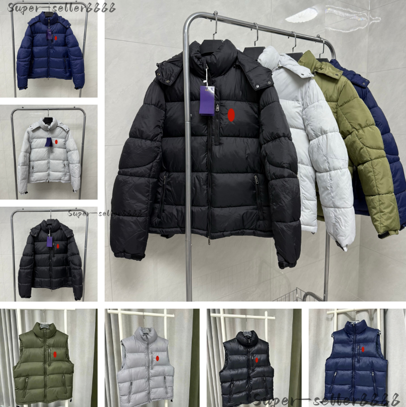 Polo Stile Uomo Piumino Parka Lettera Ricamo Pony Piumino da uomo Piumino Gilet Capispalla caldo antivento Ideale per lo sci alpinismo Cappotto inve