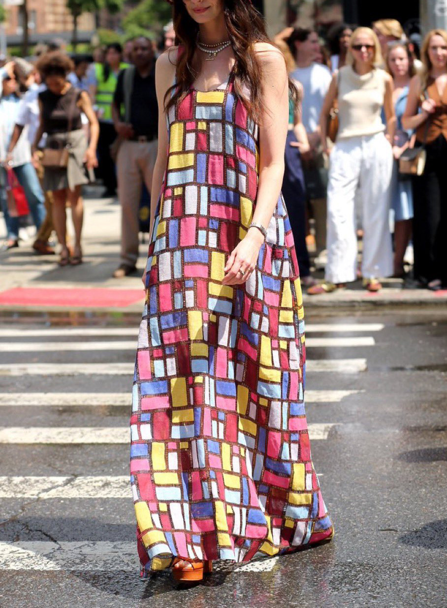 New European and American style cross - border elegant and trendy sleeveless fashion long dress with colorful print and loose fit for women