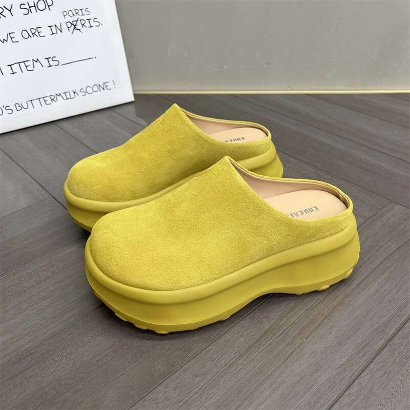 Baotou Half Slippers Platform for Women Outdoor 2025 Spring Summer Korean Style Versatile Thick Sole Height Increasing Casual Lazy Slip On Shoes 125