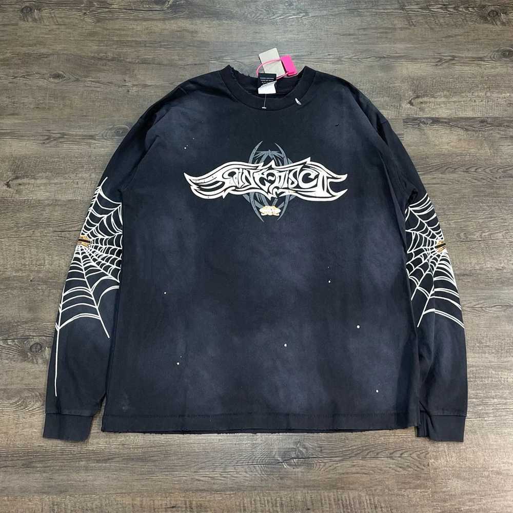 SAINT MICHAEL Yao Fashion Retro Cotton Luxury Brand Oversize Loose Tops Tee Casual Streetwear Gothic T Shirt For Men Unisex Distress And Washed Long