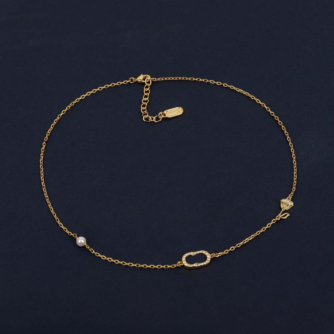 2026 Luxury quality charm stud earring with diamond and white shell beads pendant necklace bracelet in 18k gold plated have stamp box PS6994B