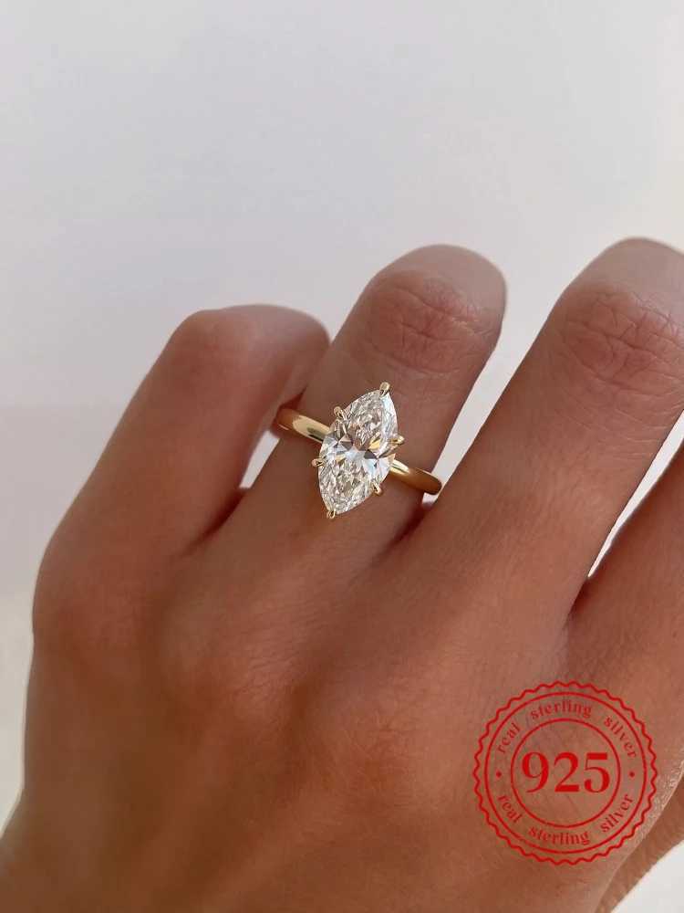 Larmor 925 Sterling Silver Classic 1-3 Carats Marquise Zircon Ring For Women Engagement Wedding Luxury High Quty Fine Jewelry Q260722