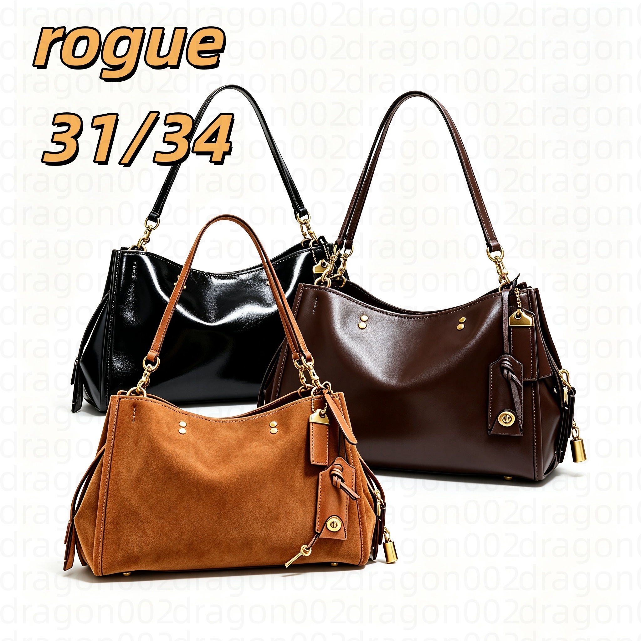 Womens Designer Bag Luxury Brown Metallic Leather Chain rogue 31 34 Shoulder Flap Handbag Gold Lock Square Caviar Classic Fashion High Quality Walle