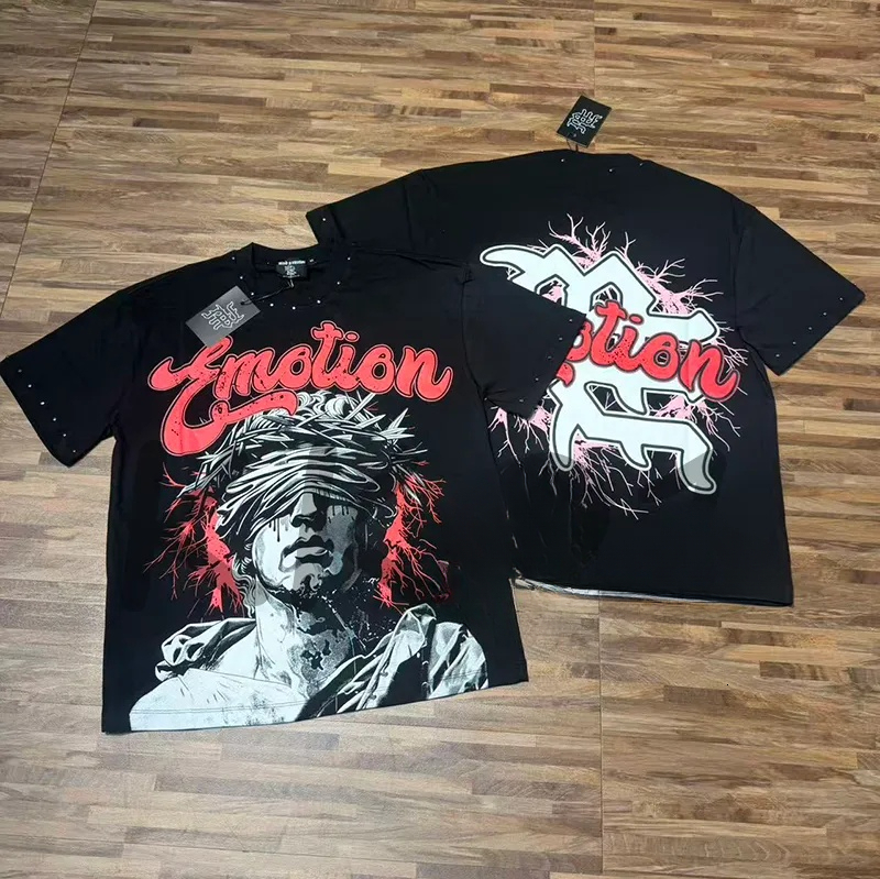 Mixed Emotions Shirt Rhinestone Designer Y2k Graphic Tee Summer Loose Fit Campus Fashion Shirt Casual Shirts Hip Hop Mixed Emotions Shirt 492