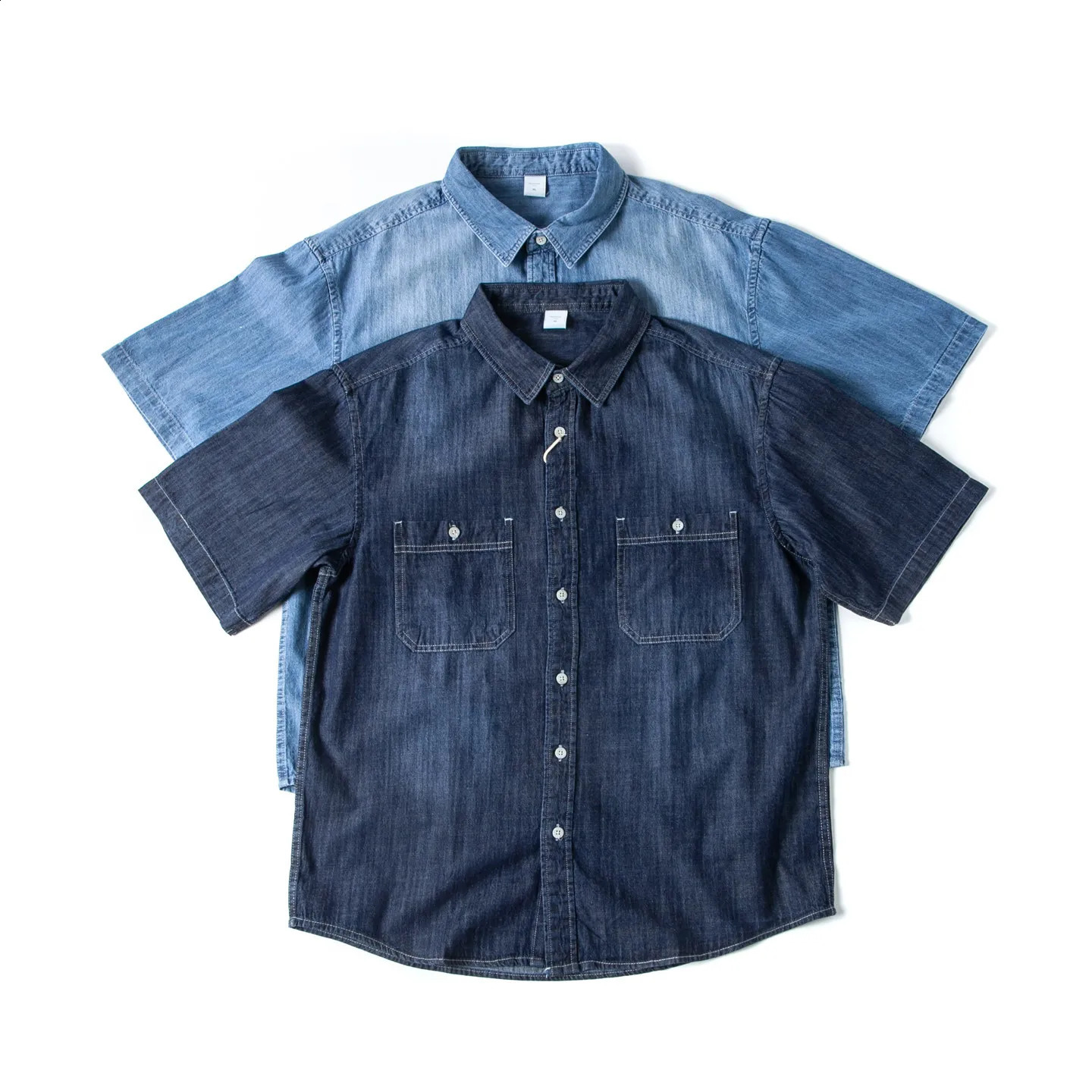 American Retro Washed 100 Cotton ShortSleeve Denim Shirt Loose Fit Casual Workwear Pocket Jacket for Men Women Trendy 260713BANJIA
