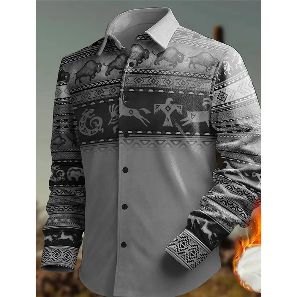 Mens Retro Western Style Denim Long Sleeve Shirt Fashion Vacation Casual Single Breasted Lapel Top 2024 260713BANJIA