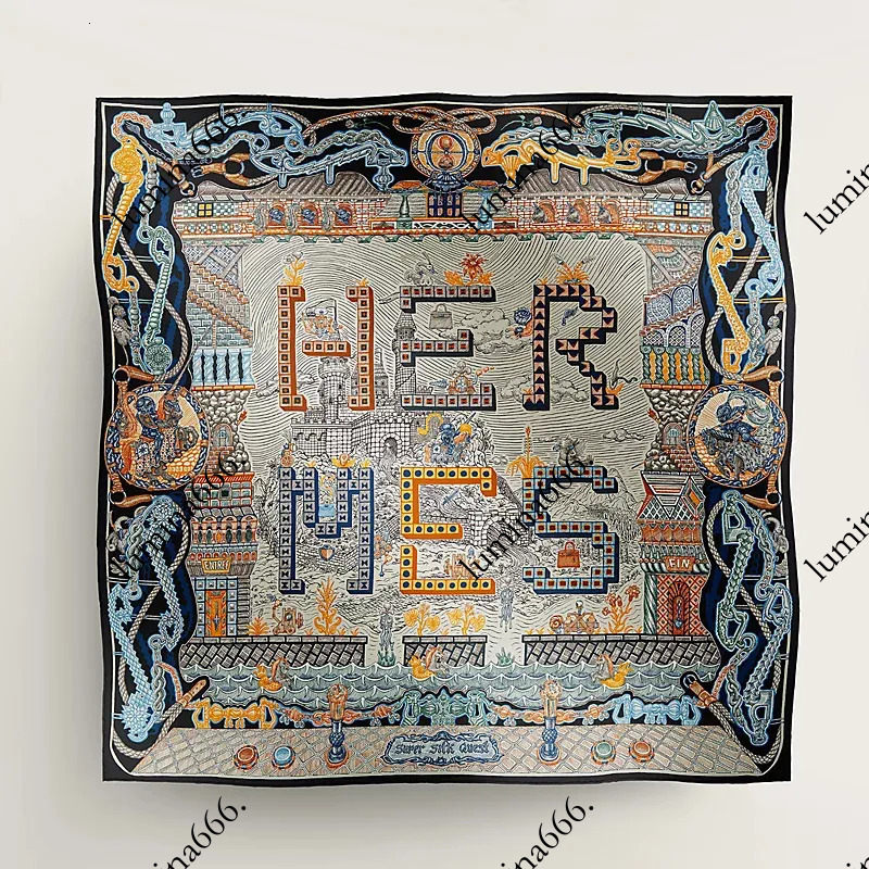2024 New Top Brand Designer Silk scarf For Women men High quality square headband H letters Ring Hijab Classic bag Equestrian printed mulberry 9090c