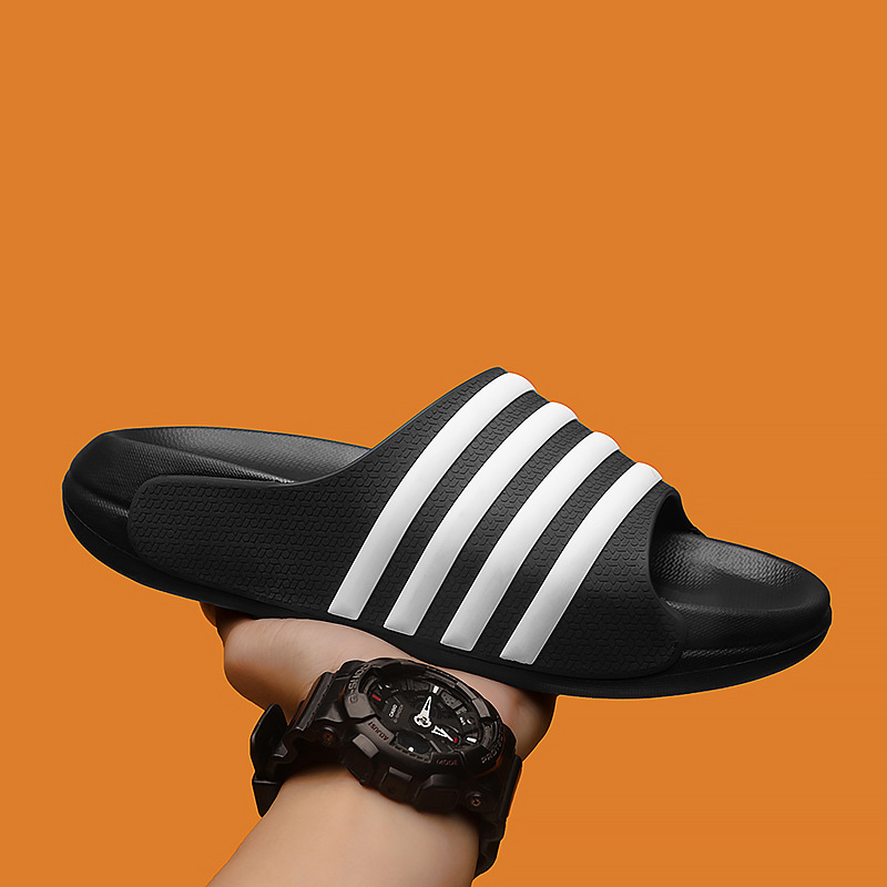 Free shipping 2026 new hot selling striped neutral thick soft bottom ecological cool non sliding wear resistant indoor and outdoor leisure slippers