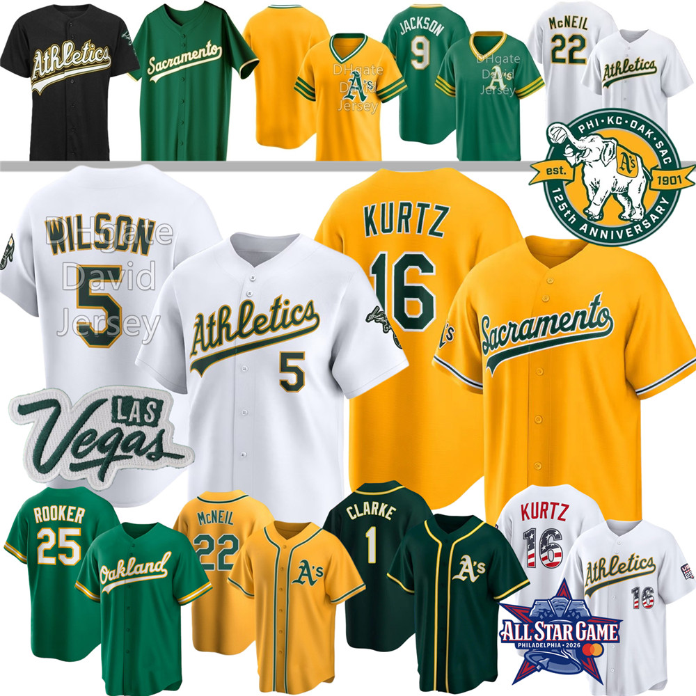Athletics Jersey Nick Kurtz Jacob Wilson Jeff McNeil Lawrence Butler Denzel Clarke Jose Canseco Rickey Henderson Rooker Morales Severino Springs You