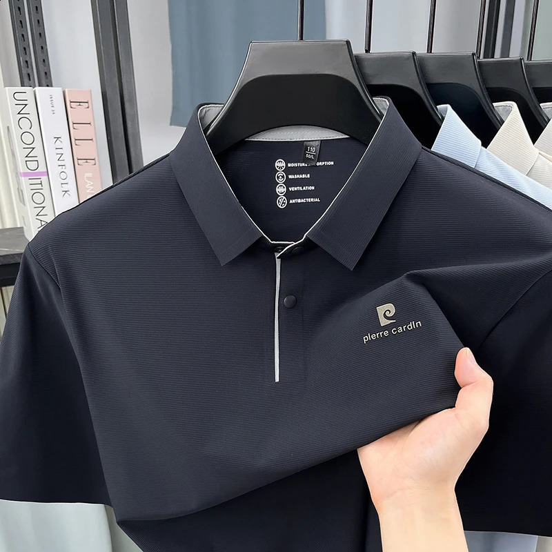 Ice Silk Tshirt Mens Short Sleeved Polo Shirt 2026 Summer Item Middleaged Loose Cool Non Ironing Top 260721