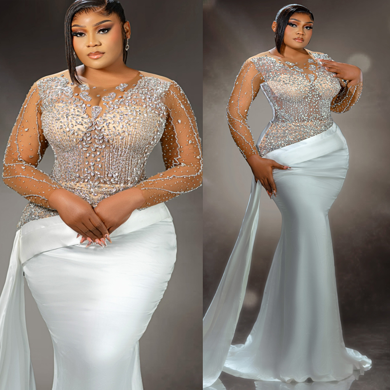 Plus Size Off White Mermaid Prom Dress 2027 Evening Dresses