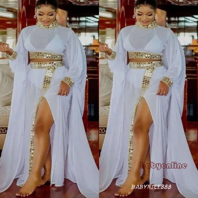 Plus Size Arabic Aso Ebi Summer Beach Mermaid Prom Dresses Sequined Chiffon Evening Formal Party Second Reception Birthday Engagement Bridesmaid Gow