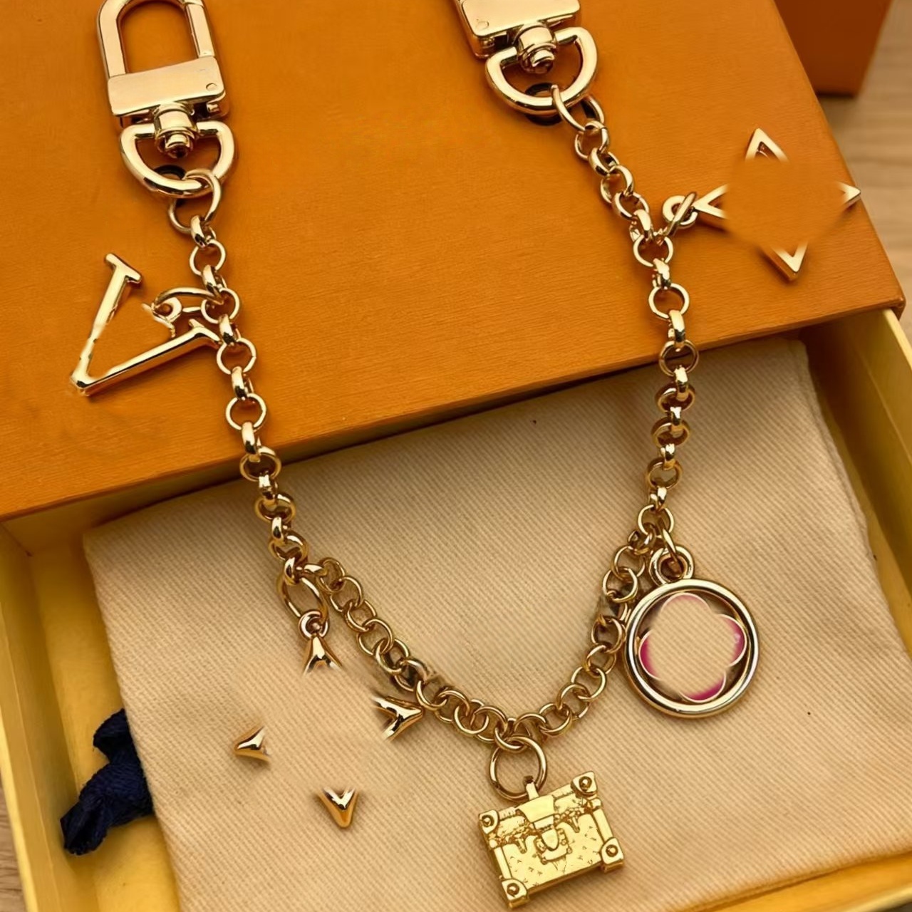 Chaîne de sac en métal, breloques, porte-clés, décor de sac à main, monogramme, Mini pendentif de coffre, accessoires de chaîne décorative pour s