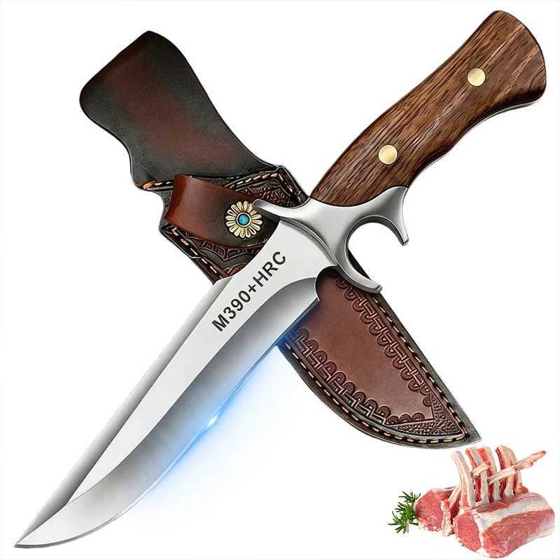 2026 New Model Kitchen Knife - M390 Steel Fixed Blade with Leather Sheath - Kitchen Chef - Meat Cutting - Barbecue Use - Cleaver C260721