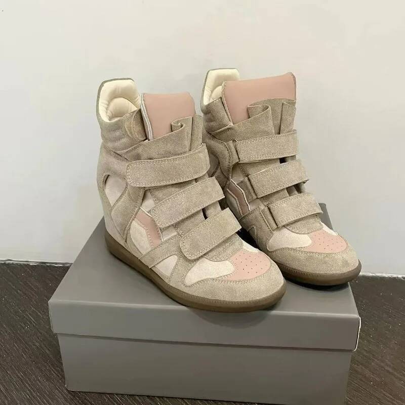 NEW Women's Ankle Boots 2026 New Genuine Leather 8CM Hidden Heel Platform top Sneakers Fashionable Splice Color Design Women Shoes
