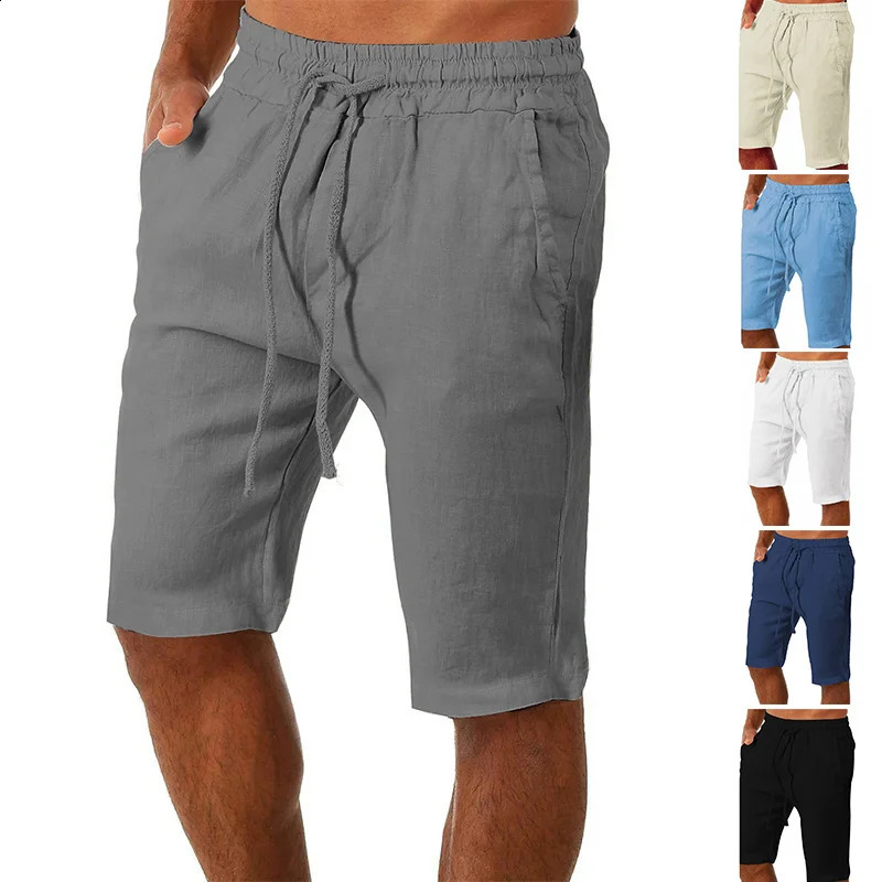 Oversized 5XL Mens Cotton Linen Shorts Pants Summer Soft Fit Breathable Solid Color Fitness Streetwear Clothes 260713BANJIA