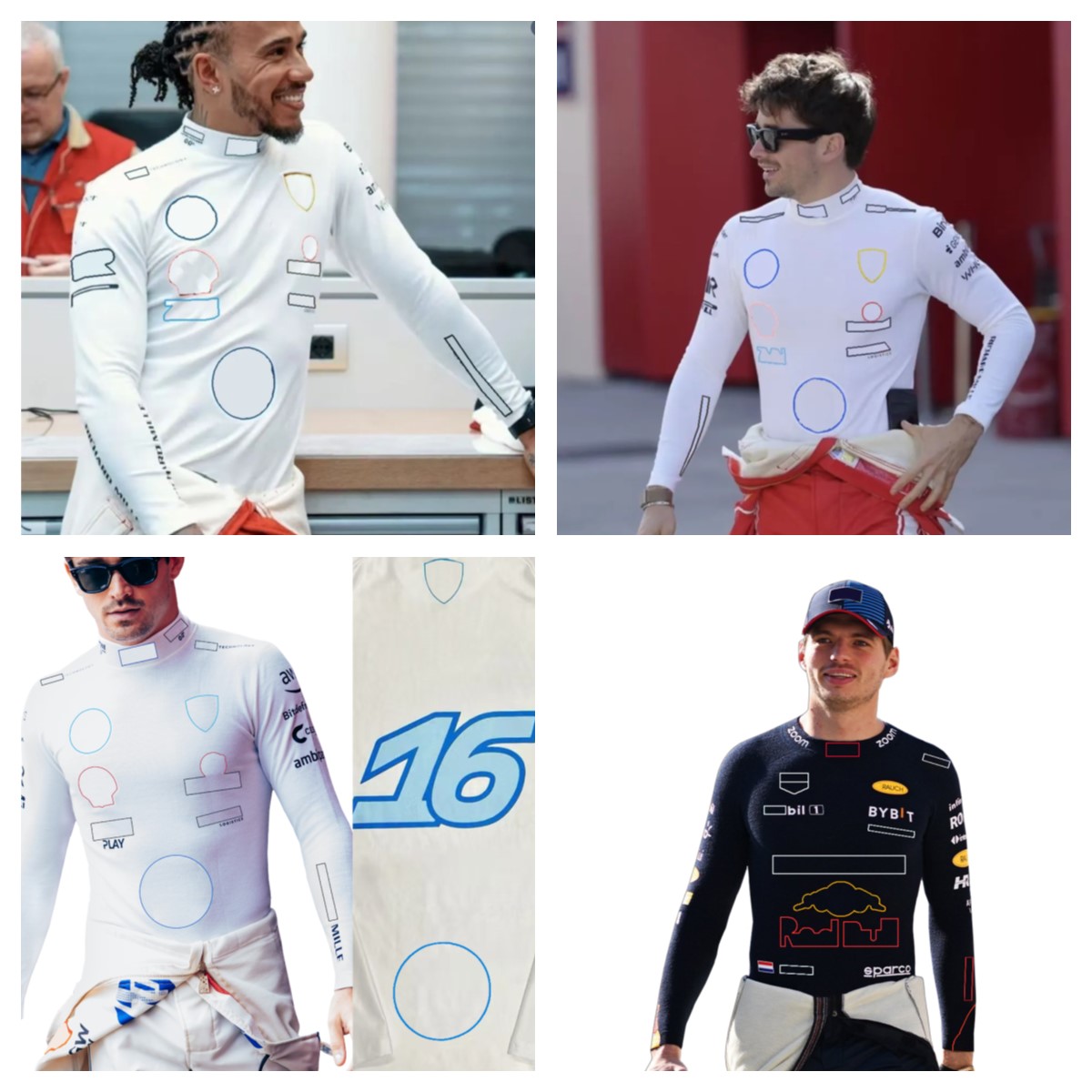 2026 25 Formula One racing suit NO.16 high neck racing tight long sleeves NO. 44 tight quick drying long sleeves bottom top customized high-quality