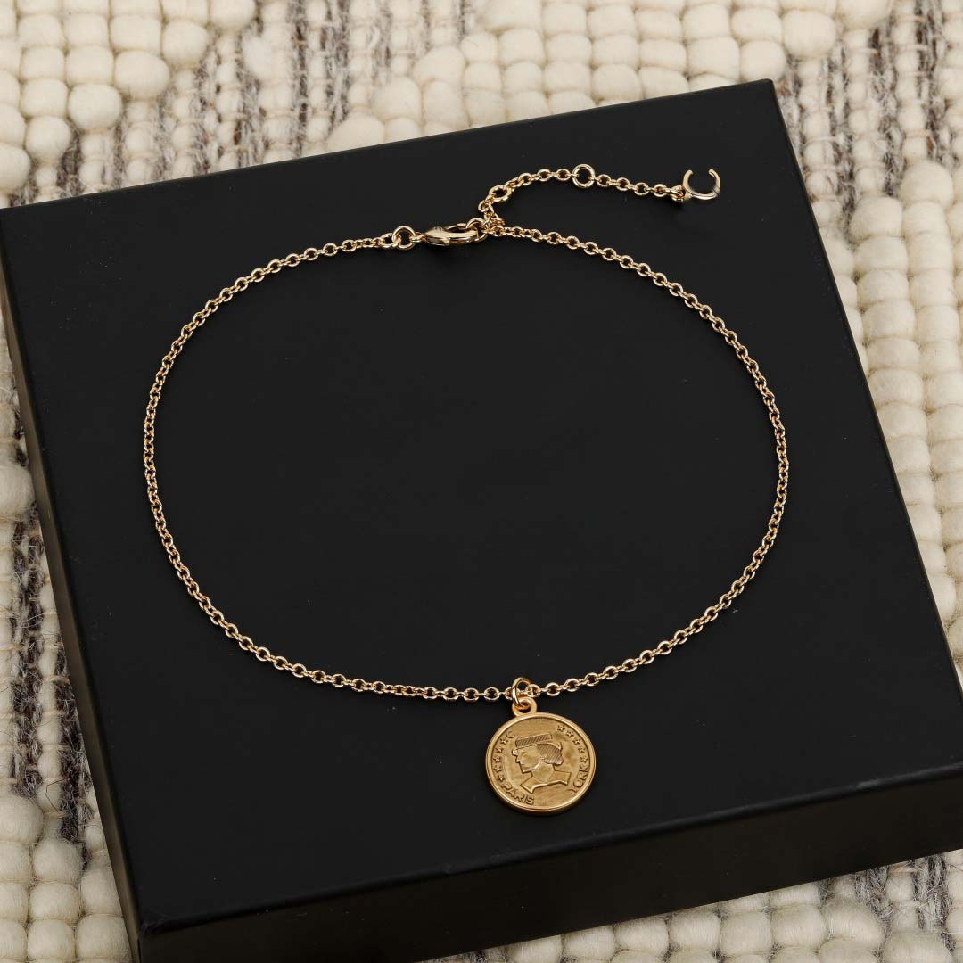 2026 Luxury quality charm round shape stud earring with words and special design in two colors plated have stamp box pendant necklace PS6978B