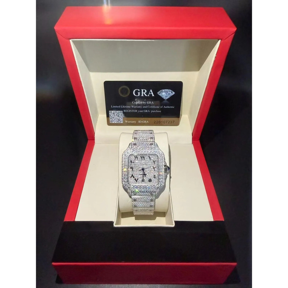 moisanite GRA certificate Pass Dia Tester Mens Square Wrist Iced Out Stainless Steel Buss Down Custom Watch Brand trend vvs moissanite diamond watch