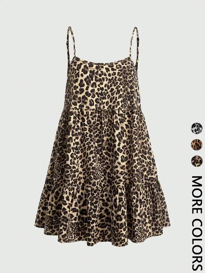 Ladies Leopard Print Halter Dress with Adjustable Straps Vintage Sexy Style Padded Gauze Skirt Fashionable And Versatile 260713BANJIA