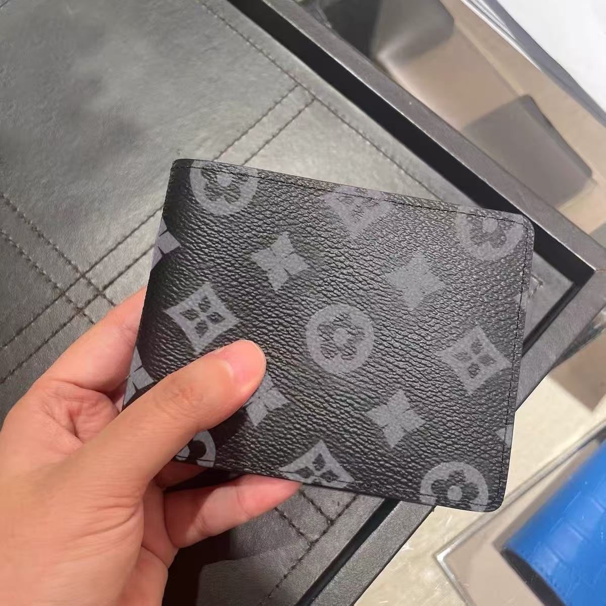 High End Minimalist Short Bifold Wallet Unisex Thin Multi Card Slots Leather Coin Purse Portable Business Money Card Holder