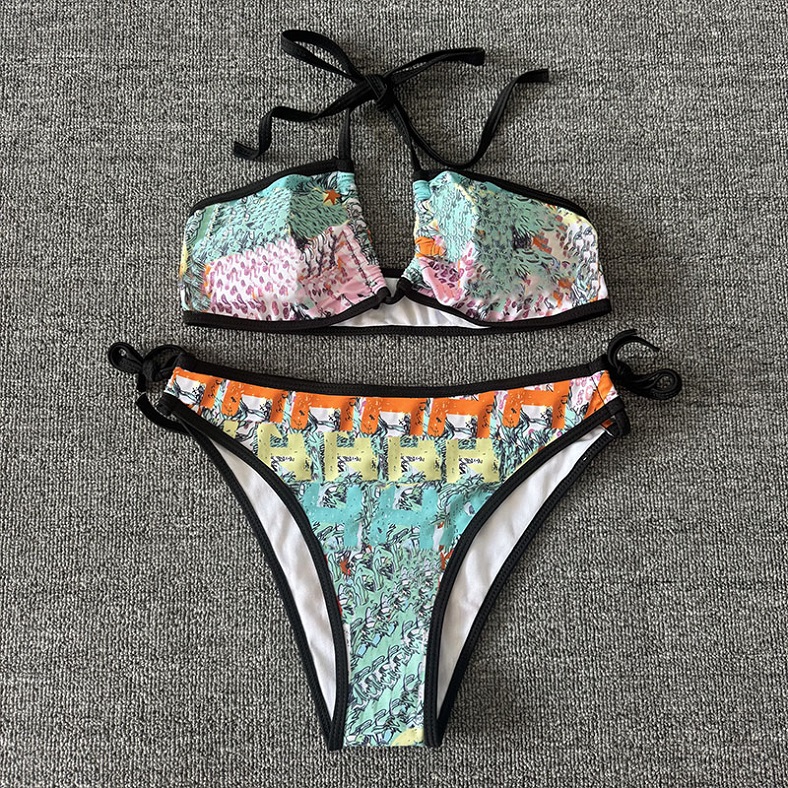 Designer femmes Y2K Style maillot de bain de luxe coloré Graffiti Sexy Bikinis ensemble été piscine fête Resort vacances surf plongée Chic maillo
