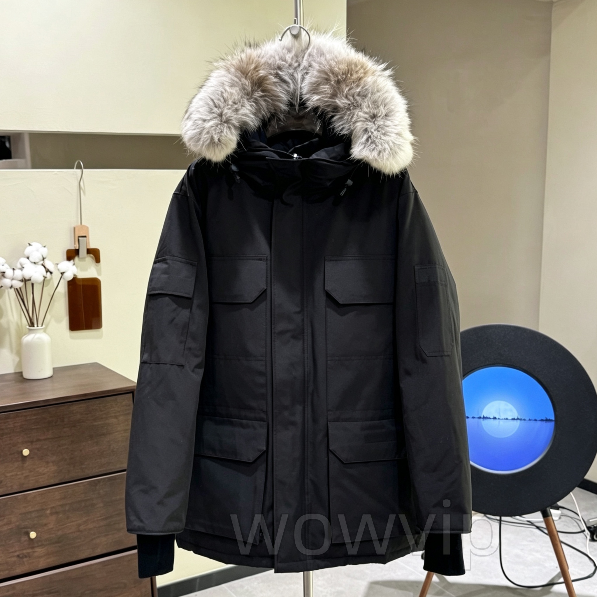 Designer Puffer Down Jacket Crofton Puffer Jackets Coat Real Wolf Fur Homme Parka Outdoor Jassen Outerwear Hooded Manteau Hiver warm Coat Doudoune W