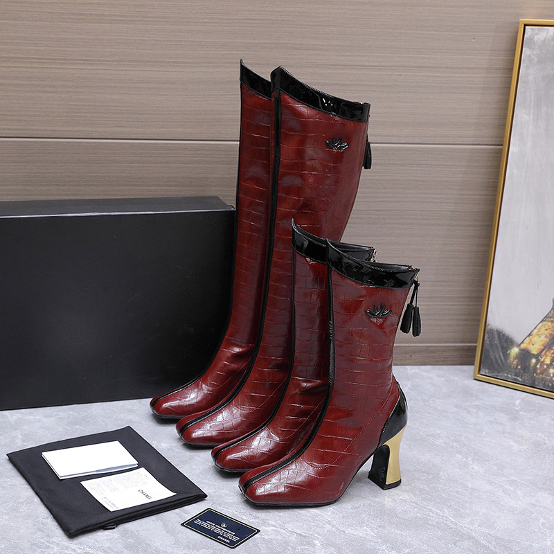 26s Luxury Designer Womens Kitten Heel Boot Red Leather Calf Zipper Tall Fall Winter Fashion Dress Formal Party Office Work Footwear Comfort Sole Vi