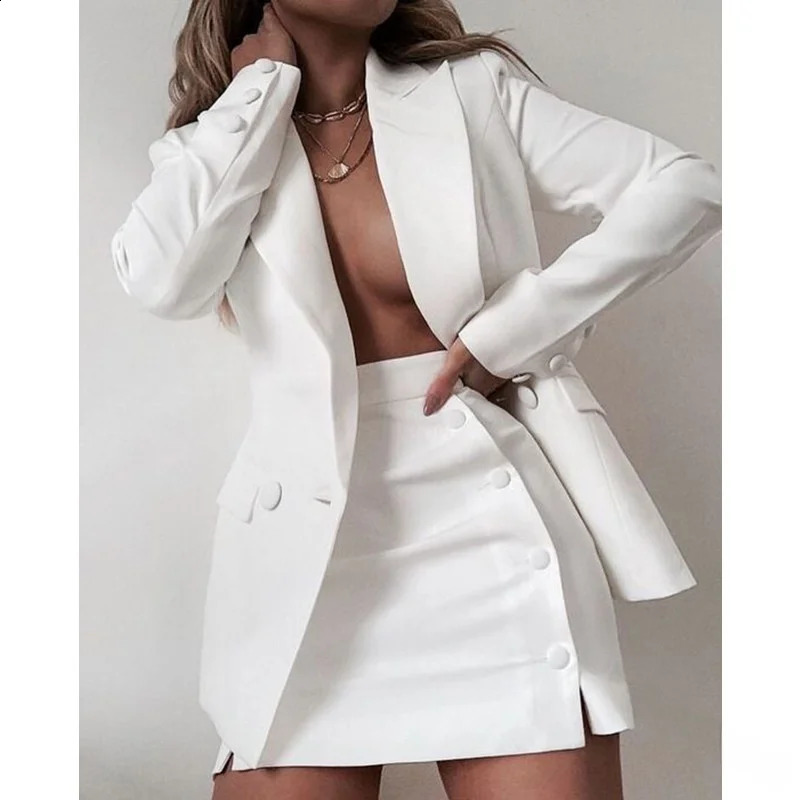 Womens Pure Color Suit TwoPiece Set ort Skirt Spring Faion Ensemble Casual Ele Workwear for Young Women 260720banjia