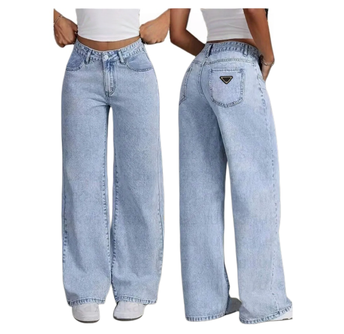 Blue Jeans da donna Streetwear Moda vintage a vita alta Gamba larga Jean Pantaloni da donna Lettera Hip Hop Pantaloni larghi in denim Jeans da donna