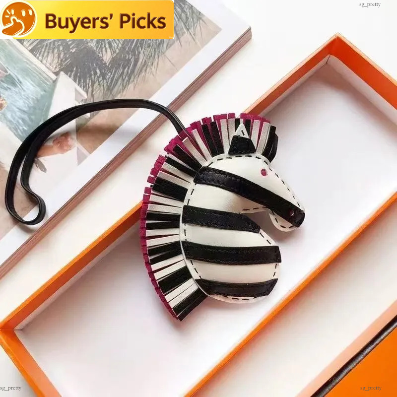 Haute qualité en cuir Mini poney tête de zèbre Hors porte-clés concepteur femmes sac décontracté pendentif porte-clés décoration en forme de U po