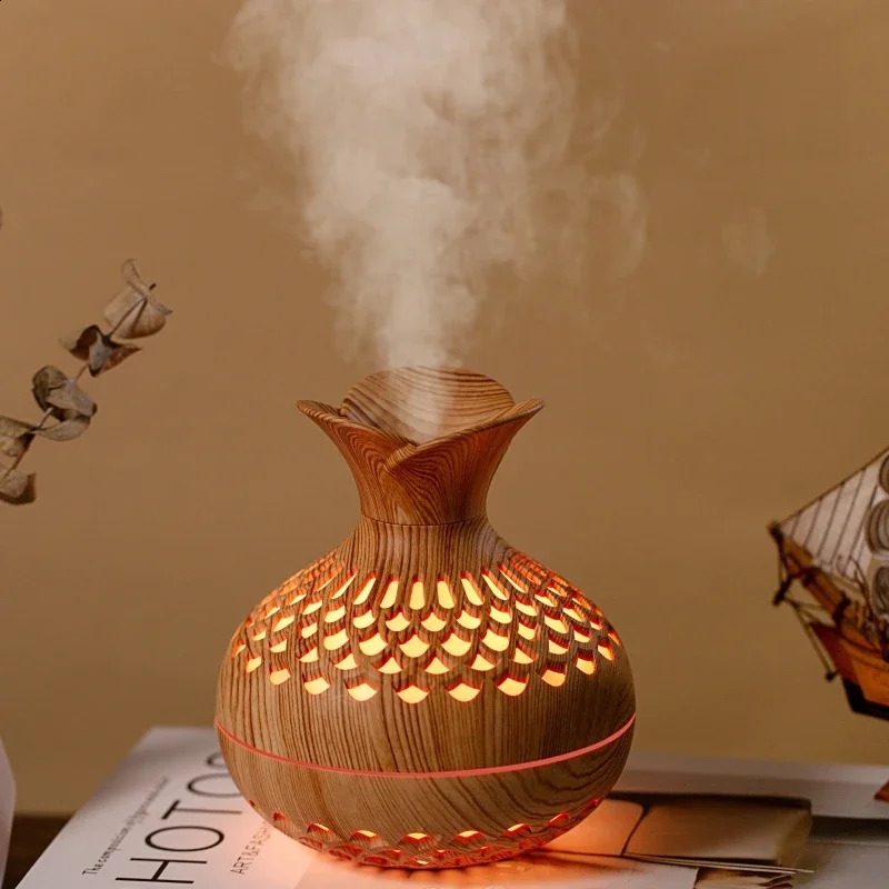 Wood Grain Vase Humidifier Household Electric Ultrasonic Air Desktop Essential Oil Diffuser Purifier Home Room 260715