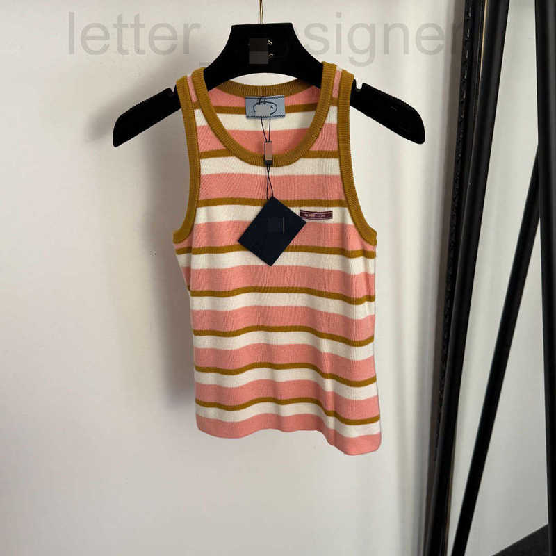 Designer Women's T-Shirt Classic Embroidered Contrast Color Striped Women's Summer Loose Versatile Round Neck Tank Top