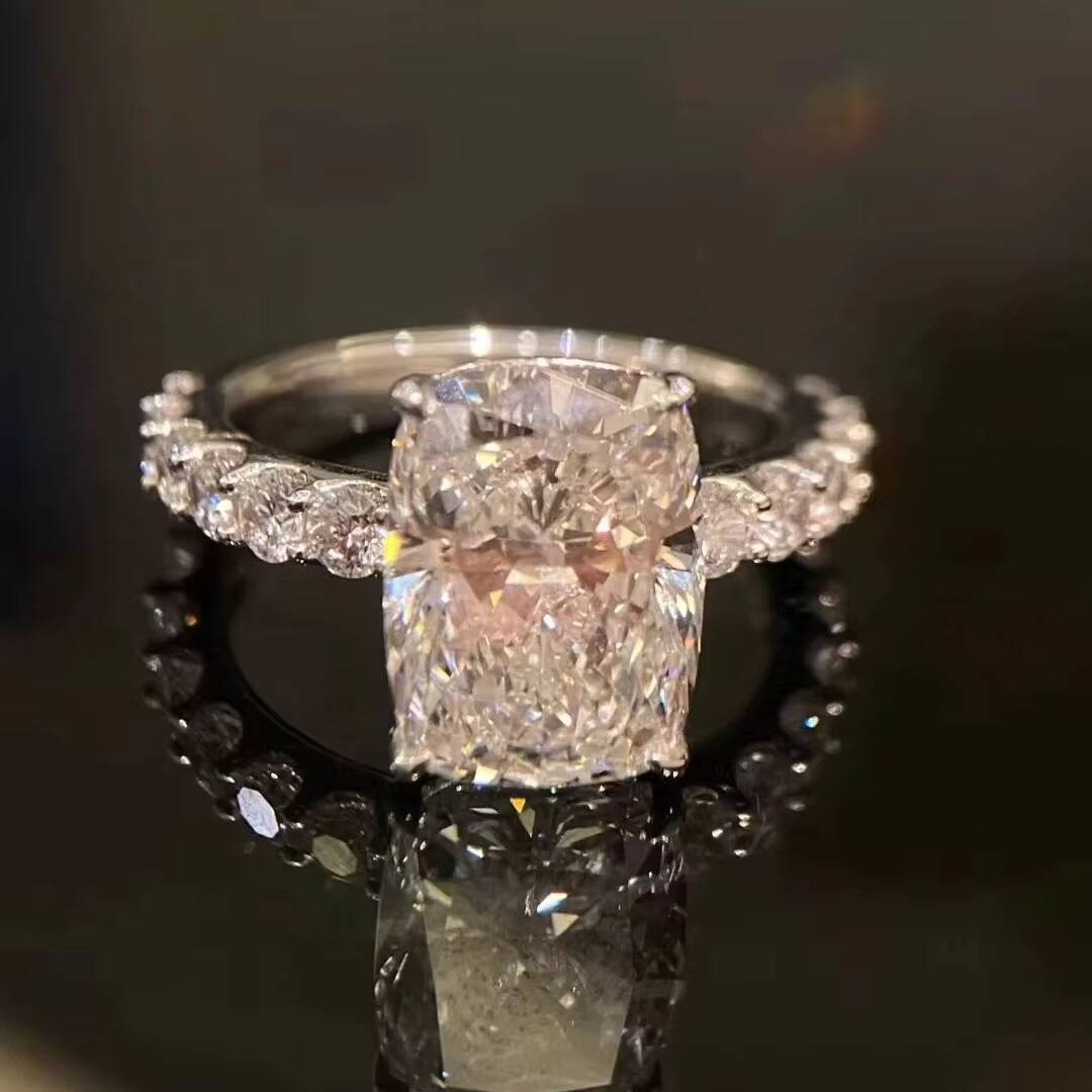 Luxury IGI Certified 5ct Cushion Cut Lab Grown Diamond Ring 18K Solid White Gold CVD/HPHT Engagement Jewelry