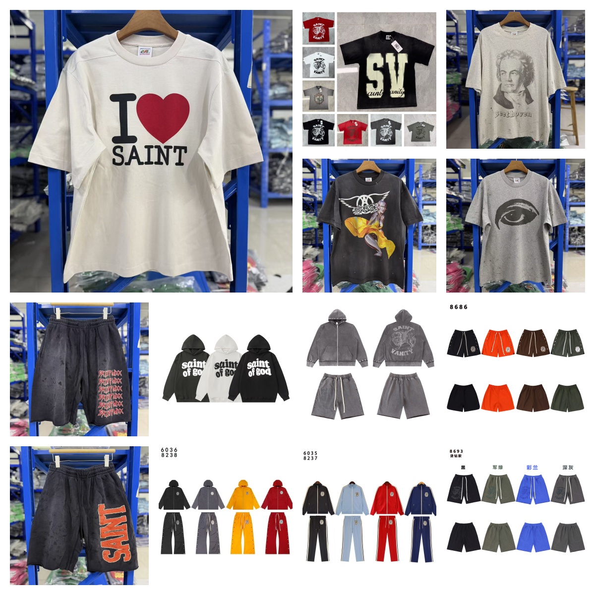 Saint Vainty shirts Designer Saint Vanity shorts Streetwear Hip Hop Unisex Short Sleeve Summer High Quality Cotton shirts Vintage Print Letter fashi