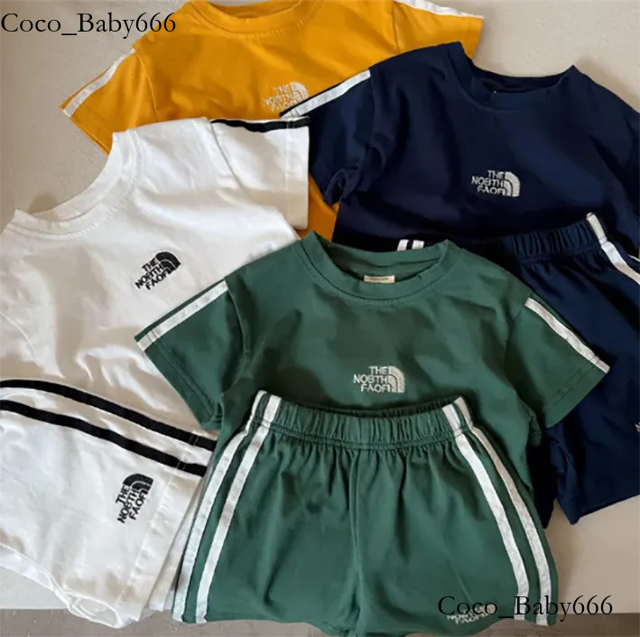 kids clothing designers Boys Short Sleeve Set 2 Piece 2025 American Style Sporty Shorts Outfit Lightweight Summer Clothes for Kids Free Shipping
