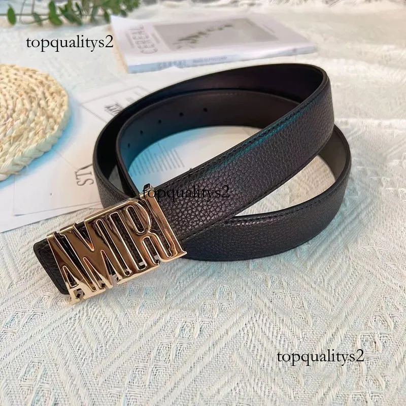 Brand Amris Belt Fashion High Quality Luxury Leather Designer Amiribeltlies Black Gold Color Smooth Buckle Mens Womens Casual Daily Wear Miriamiri B