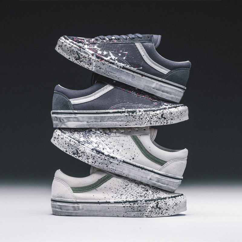 2026 Chaussures en toile avec éclaboussures de peinture, chaussures nacrées de styliste haut de gamme pour hommes et femmes, chaussures Old Skool