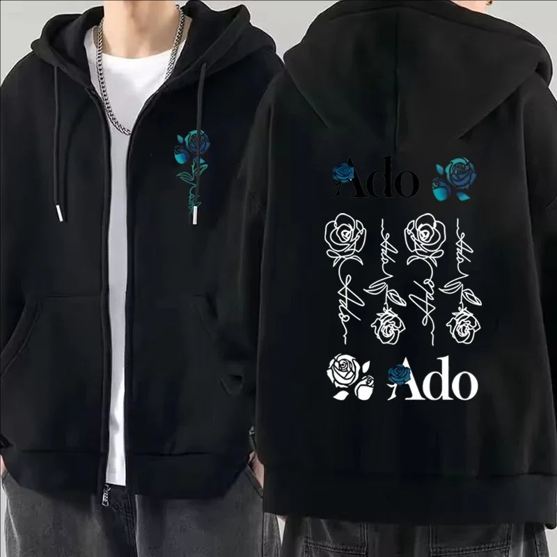 Ado Graphic Printed Zipper Hoodies Autumn Winter Men Women Casual Fashion Harajuku Y2K Fleece Long Sleeve Zip-Up Hoodies 260723