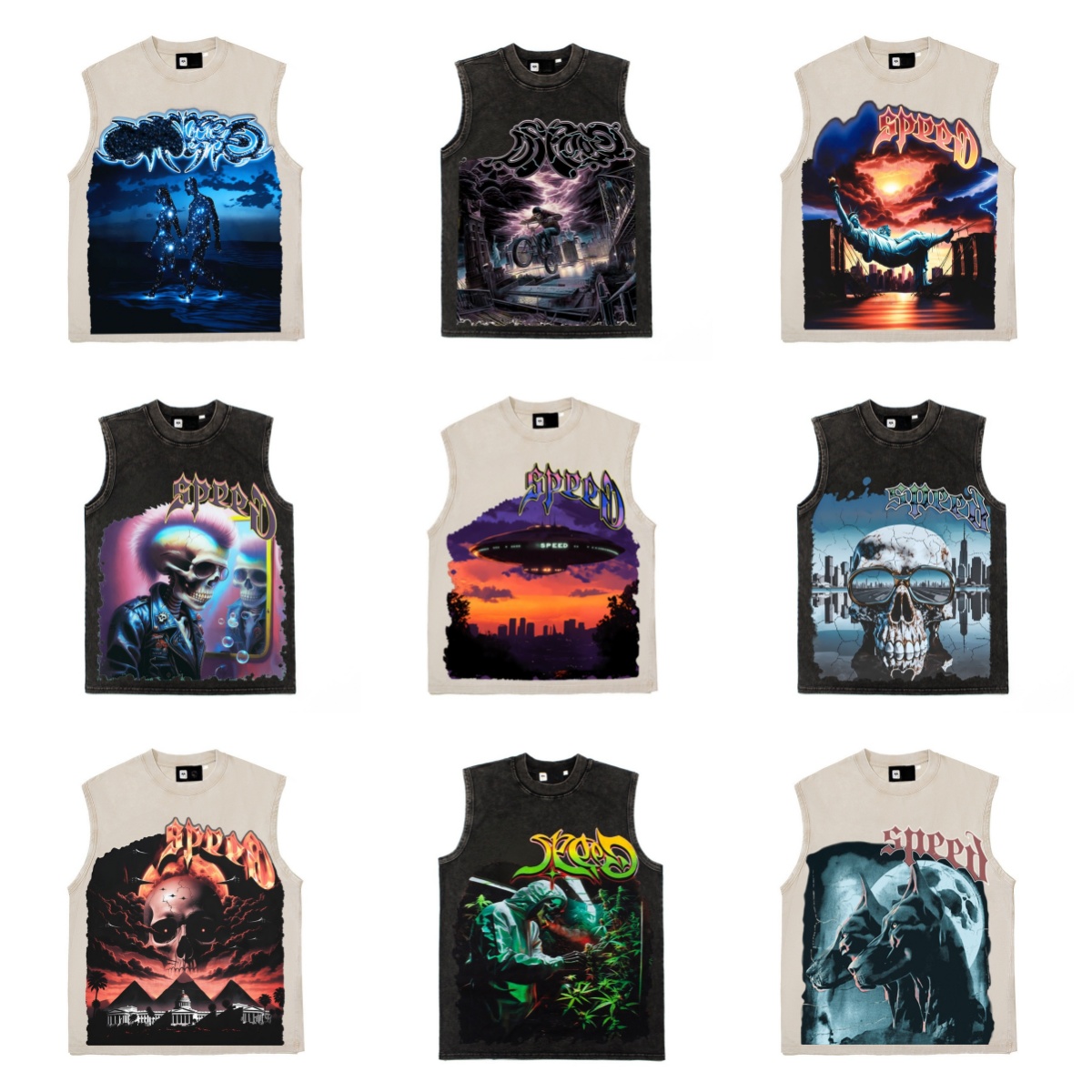 Designer Mens Tank Tops American High Street Retro Graffiti Printed Sleeveless Tshirt Men Women streetwear Loose Casual Sports Cotton Vest