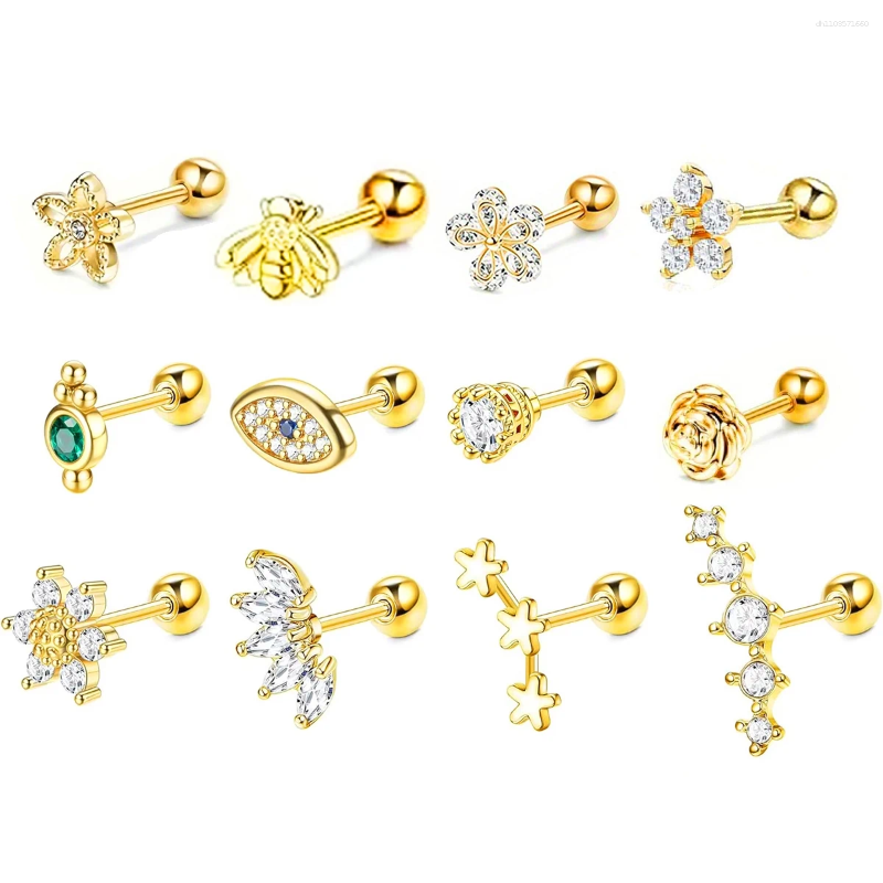 Stud Earrings Drperfect Stainless Steel For Women Men Star Moon Snake Cartilage Screw Back Earring Helix Piercing Jewelry