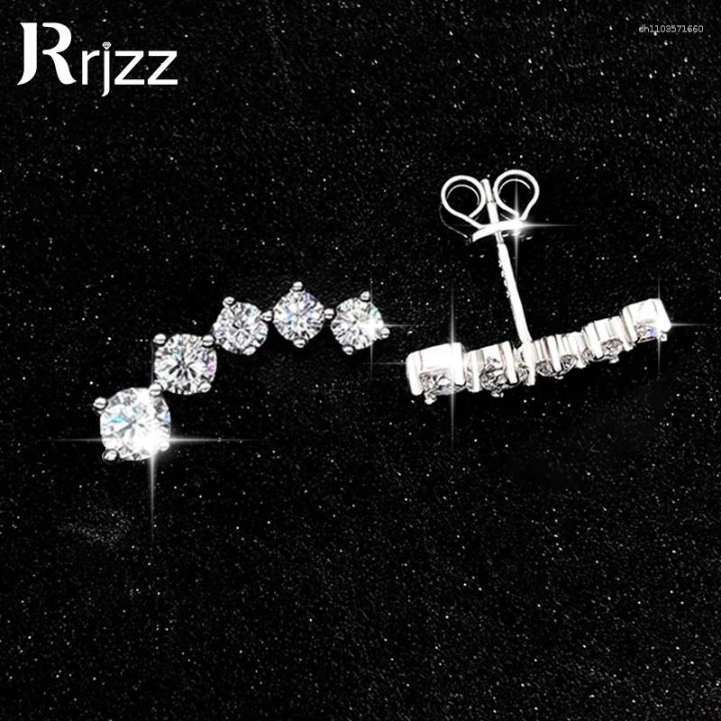 Stud Earrings Rrjzz 5 Stone D-Color GRA Moissanite Climber Hypoallergenic 14K Gold Plated Earring Charms Birthday Gift For Women
