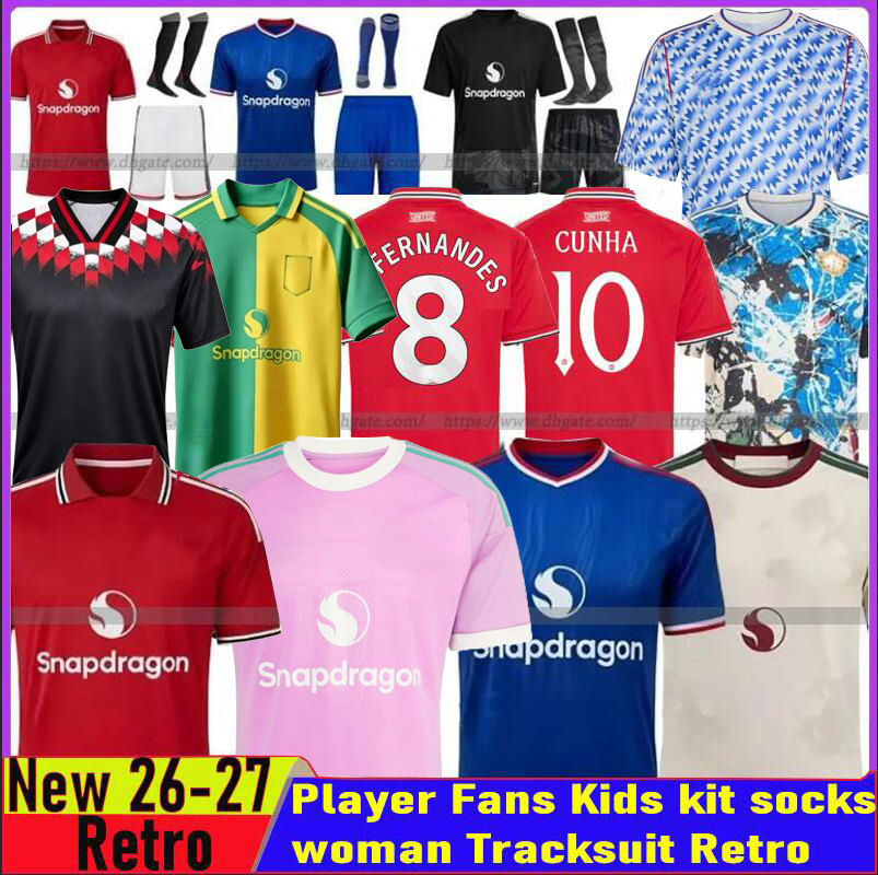 manchester United 26 27 soccer jersey man United football shirt UTD Retro jerseys MBEUMO FERNANDES CUNHA CANTONA men kids uniforms 2026 mancheste-image-999779977