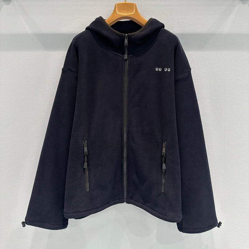 Luxury Vintage Sweatshirt Jacket Women Long Sleeve Hooded Fleece Jackets Street Style Outdoor Vacation Blouson coat