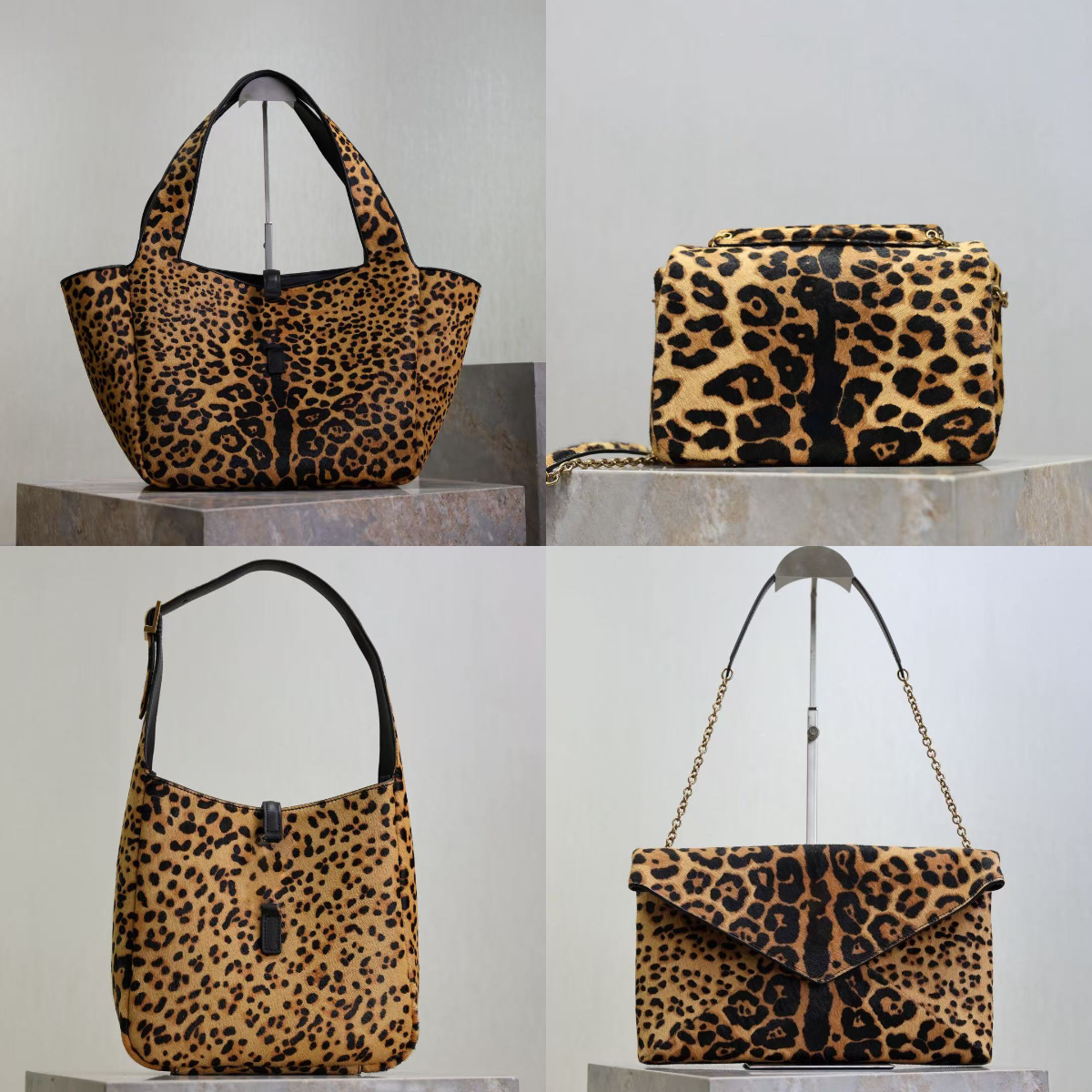 luxury Bea leopard print tote bag jamie designer animal pattern gold metal logo large capacity women daily shopping shoulder handbag