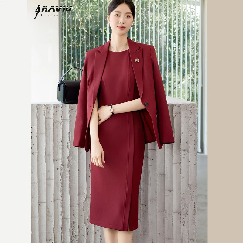 NAVIU Professional Womens Long Sleeve Suit Dress Slimming Work Wear Arrival Autumn High End Blazer And 260720banjia