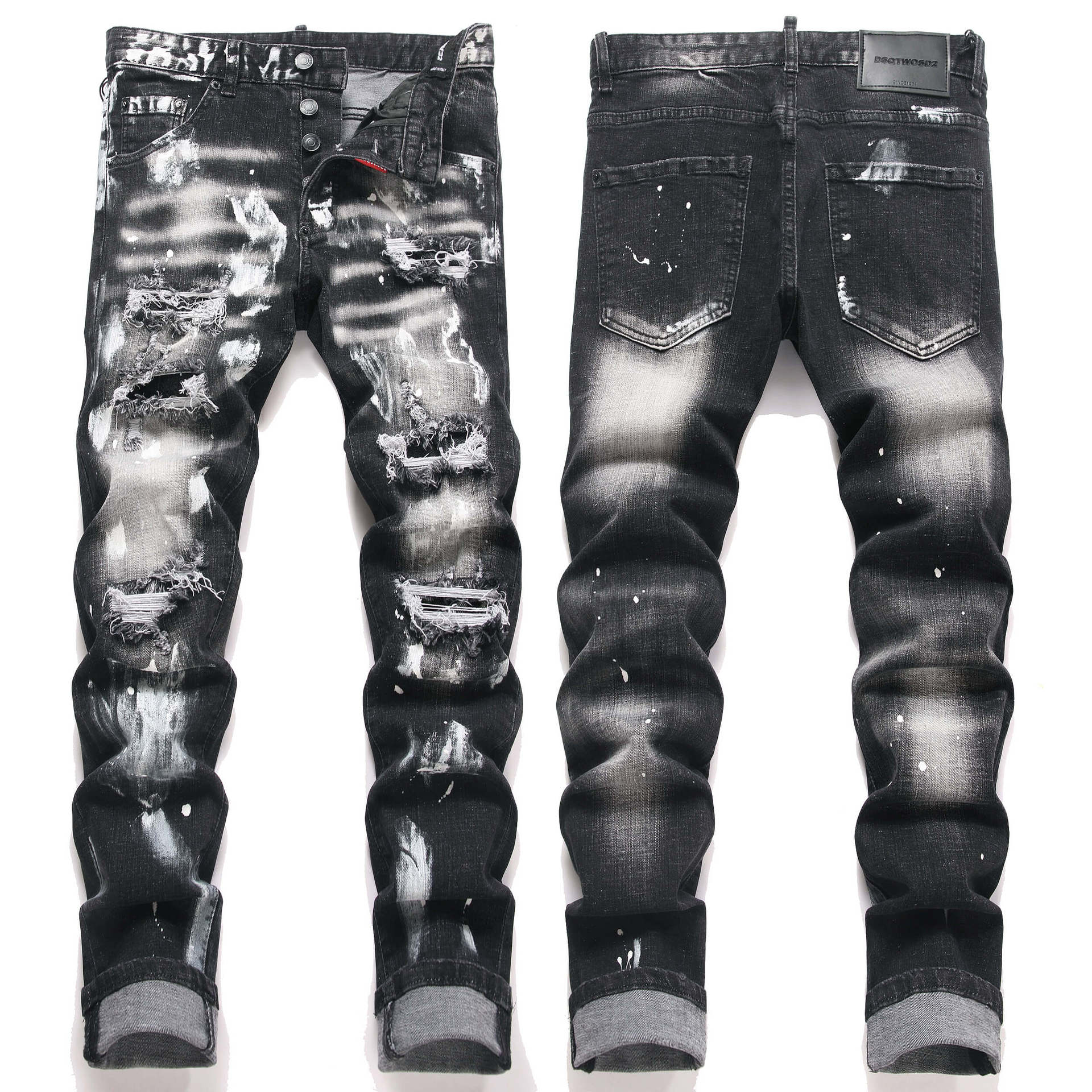 mens jeans designer jeans New designer fashion Cross Sanskrit Embroidery Pants Denim jeans Distressed Rippedbiker Slim Fit Motorcycle Men Women Hip